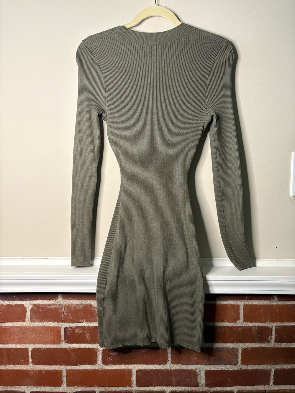 Hollister Olive Ribbed Long-Sleeve Knit Dress - Picture 3 of 3